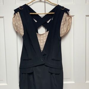 Mayle Black and Houndstooth Print Dress